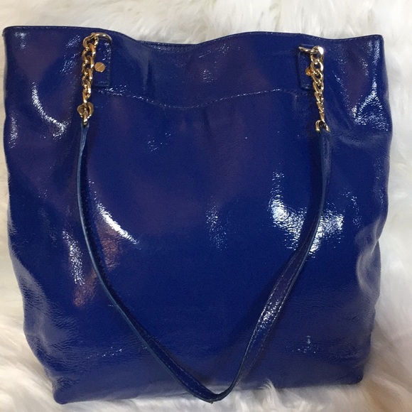 Michael Kors Jet Set Blue Patent Leather Tote - Picture 2 of 7